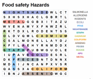 Food Safety Word Search